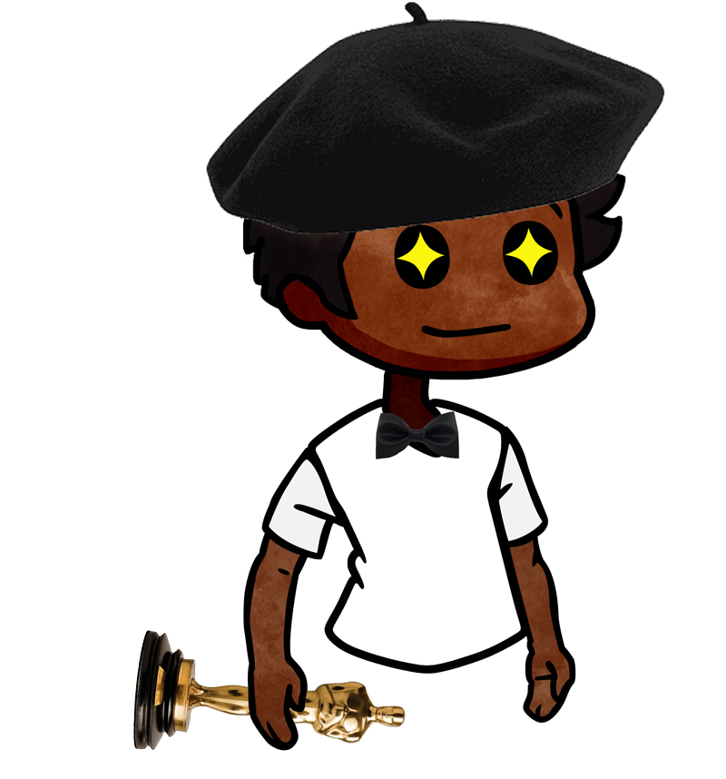 Chibi masculin au teint foncé, cheveux texturés